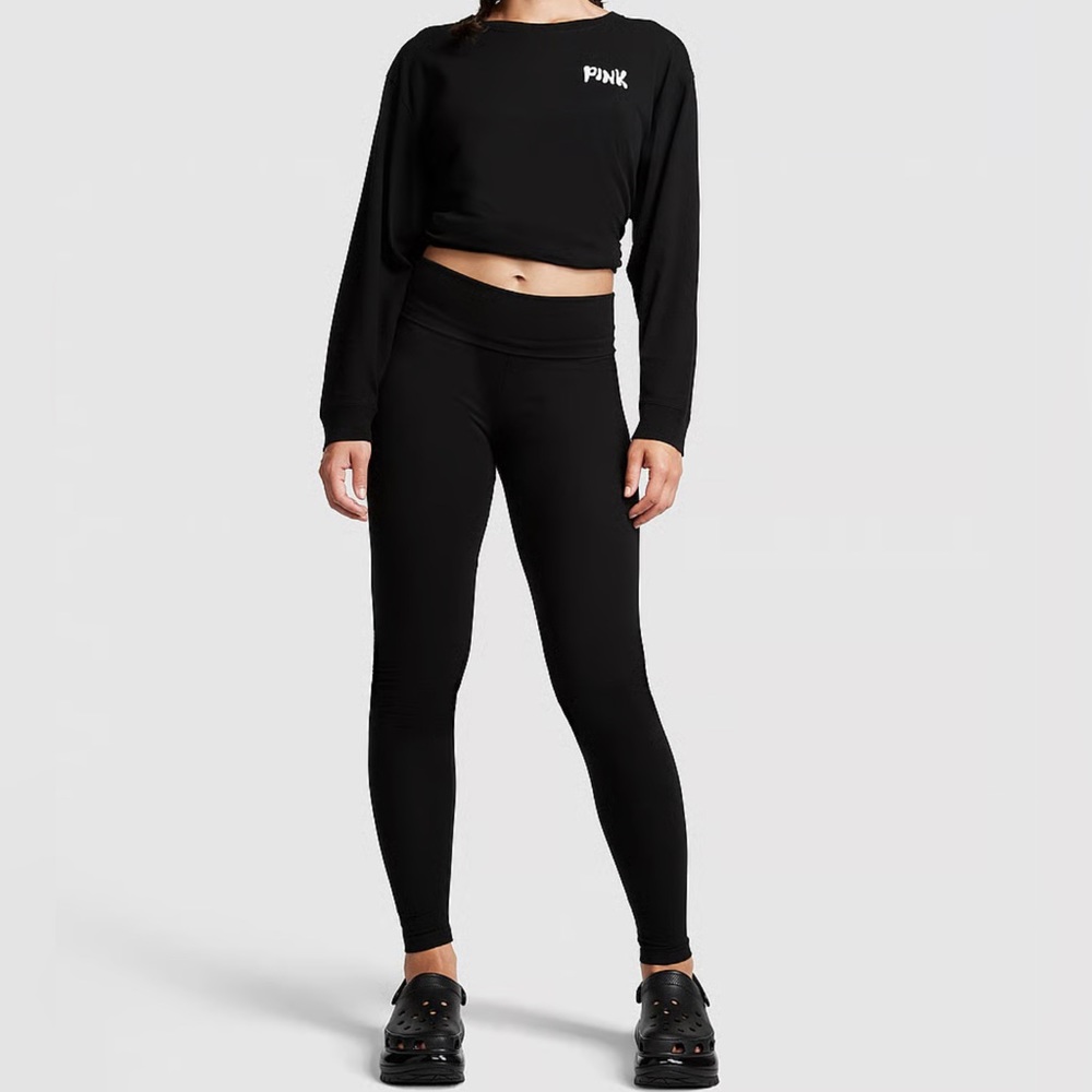 PINK foldover black leggings